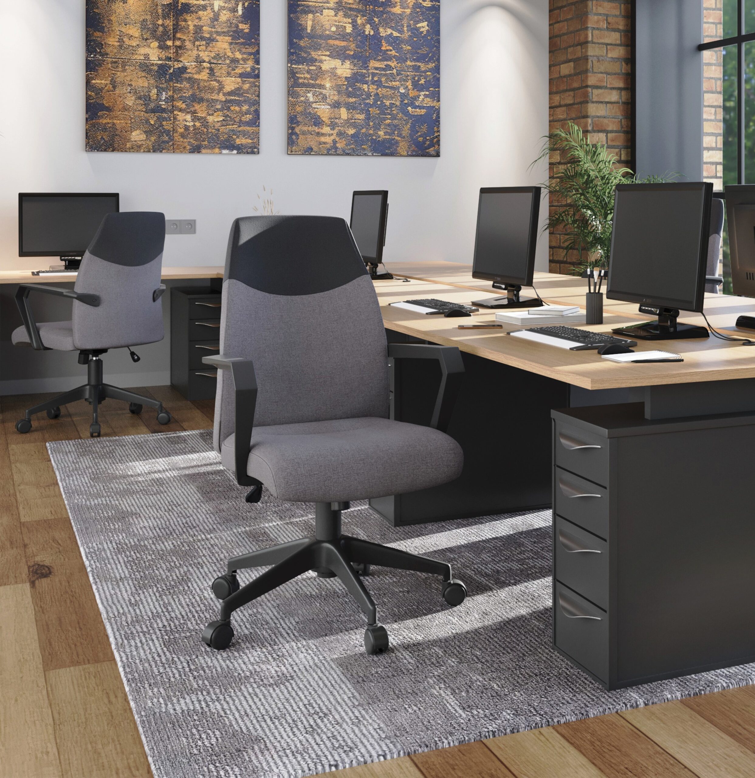 The Clyde High Back Two Tone Fabric Executive Chair - Image 3