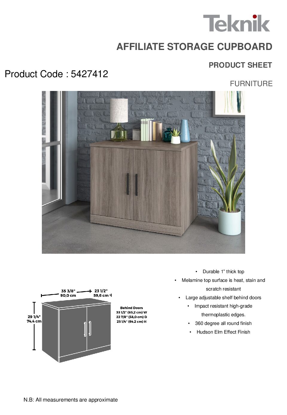 Teknik Affiliate Storage Cupboard Hudson Elm - Image 6