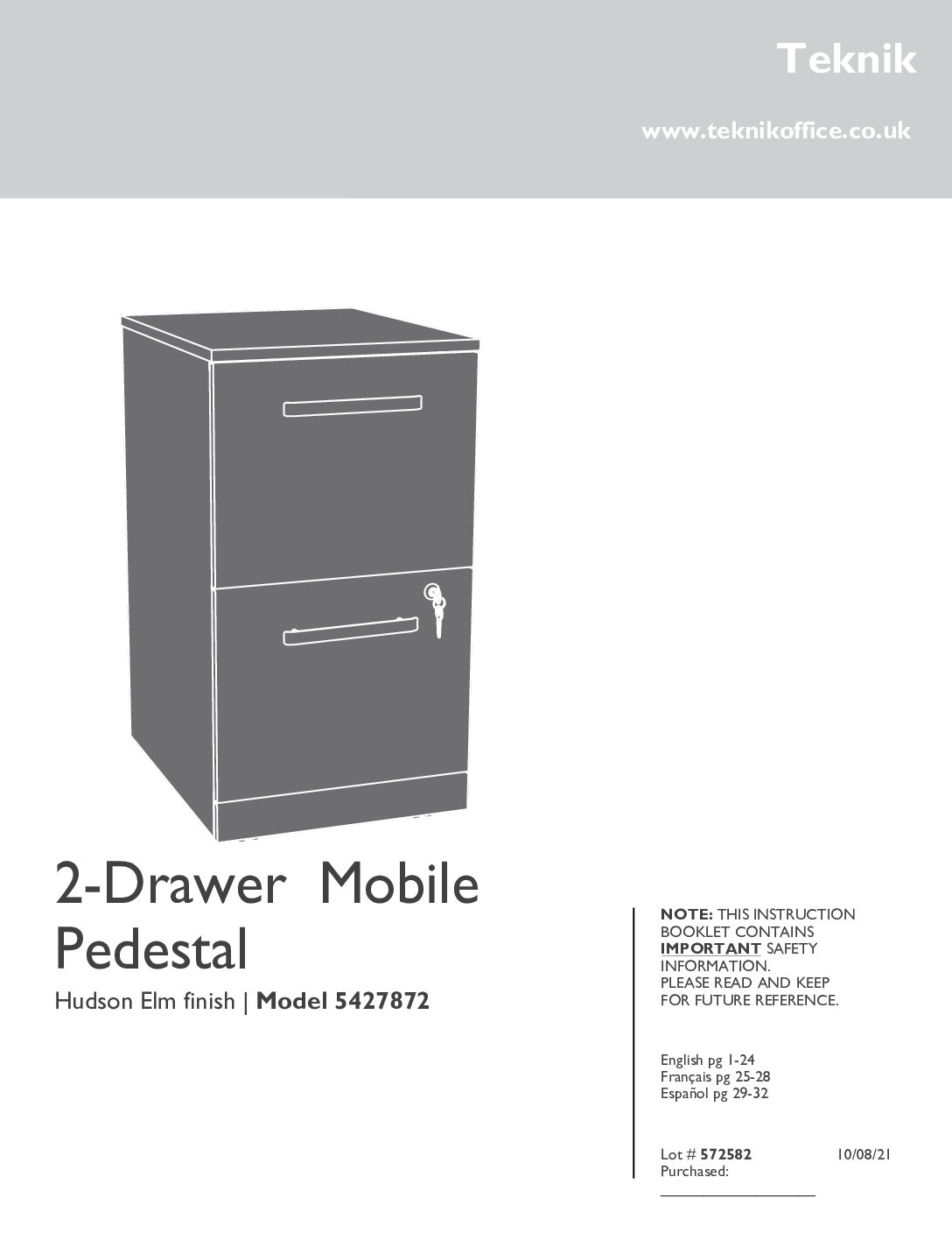 Teknik Affiliate 2 Drawer Mobile Pedestal Hudson Elm - Image 7