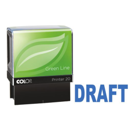 Colop Green Line P20 Word Stamp DRAFT Blue
