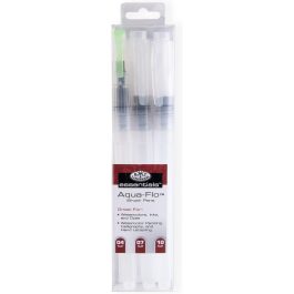 Royal & Langnickel Essentials Aqua-Flo Plastic Refillable Paint Brush Pens, 3pc