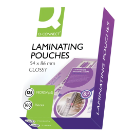 Q-Connect Laminating Pouches 54 x 86mm 125 micron Pk 100