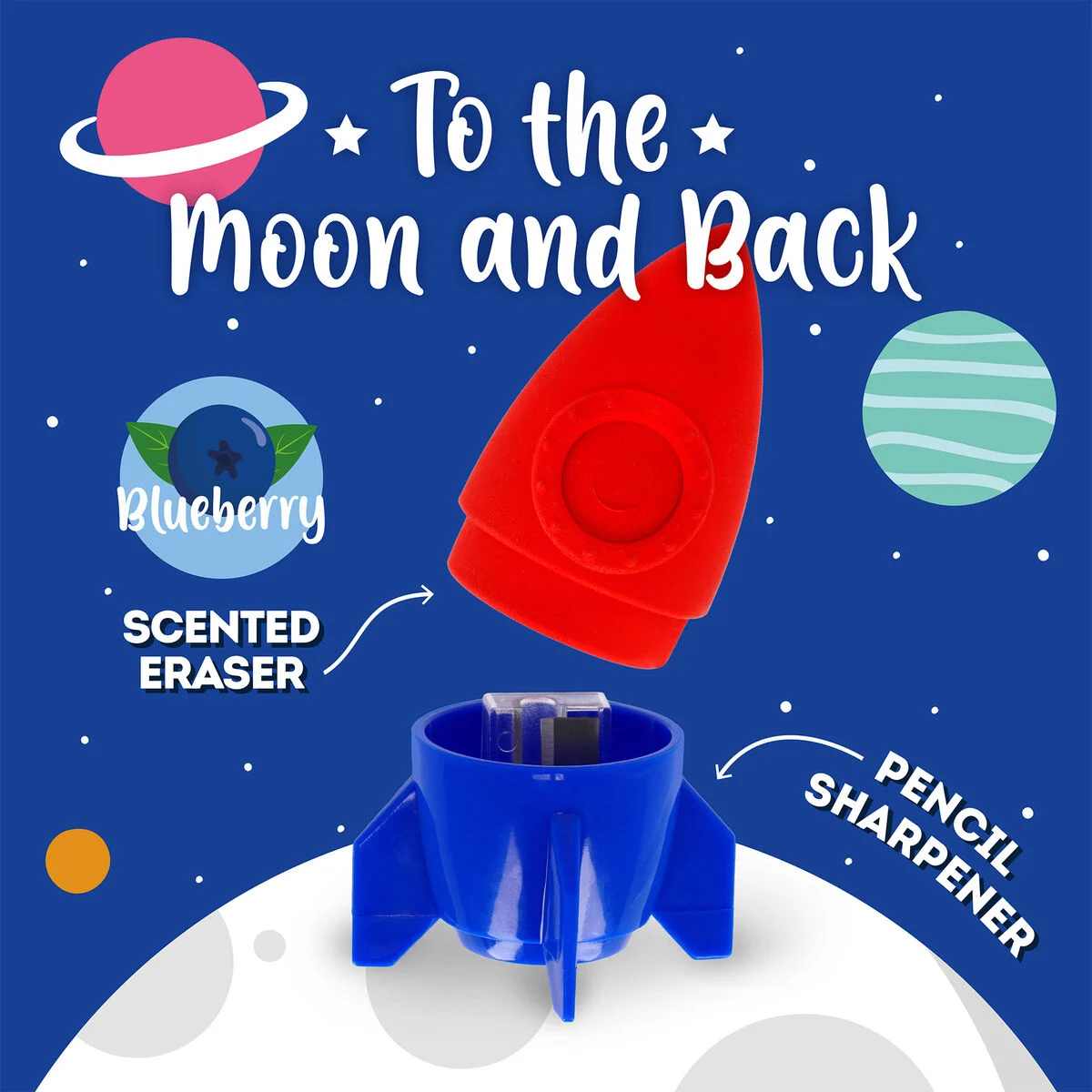 Legami Pencil Sharpener with Eraser - To The Moon And Back - Image 2