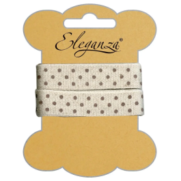 Eleganza Craft Polka Dot Natural Linen Ribbon 15mm x 2m