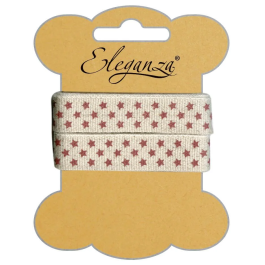 Eleganza Craft Star Pattern Natural Linen Ribbon 15mm x 2m