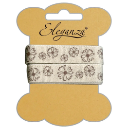 Eleganza Craft Dappled Flowers Natural Linen Ribbon 15mm x 2m