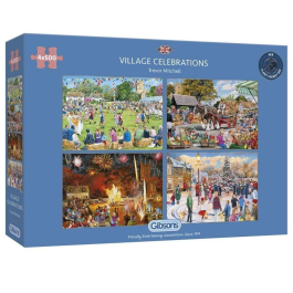 Gibsons Jigsaw Village Celebrations 4 x 500 Piece Puzzle
