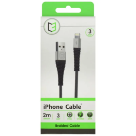 Tech C3 Iphone Braided Cable Black 2M