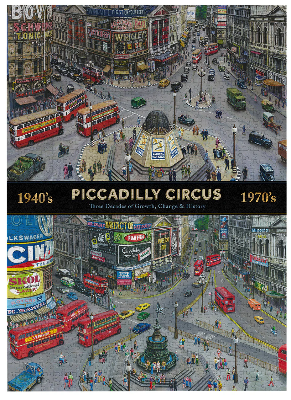 Gibsons Jigsaw Piccadilly Circus Through the Decades 1000 Piece Puzzle - Image 2
