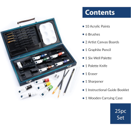 Royal & Langnickel Essentials 25pc Acrylic Painting Travel Art Set