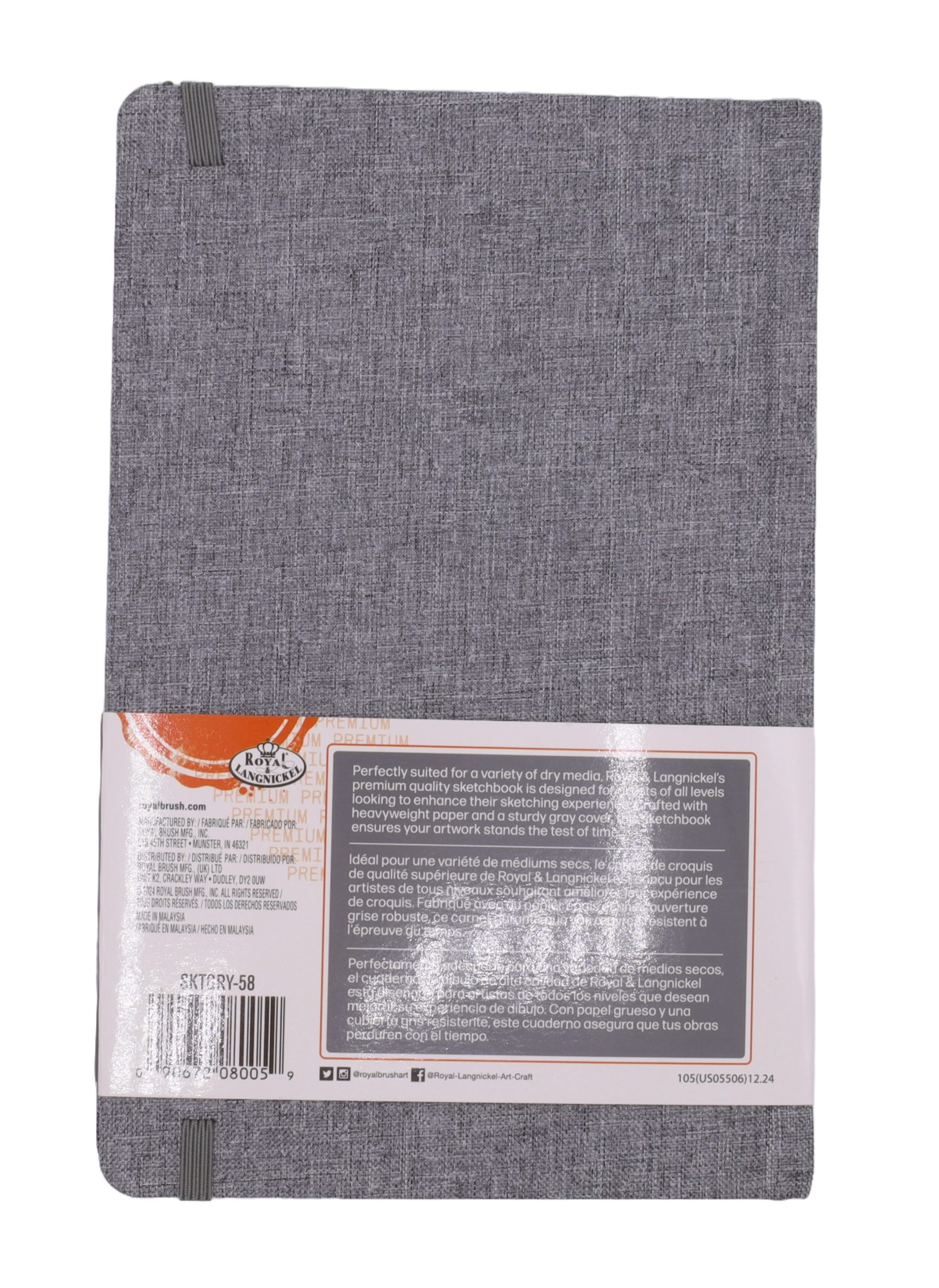 Royal & Langnickel 5.5 x 8.5 inch Grey Fabric Hardbound Sketchbook - Image 2