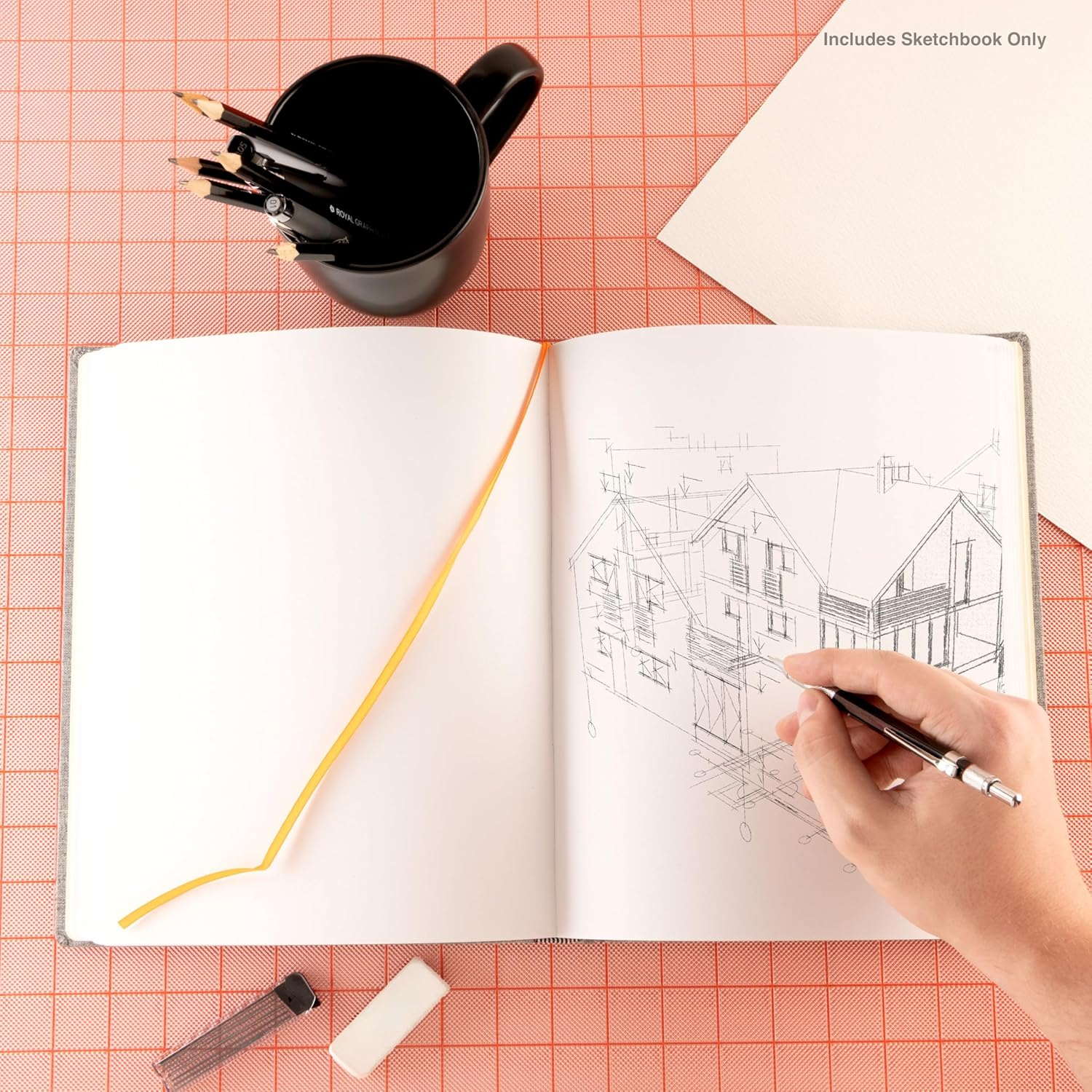 Royal & Langnickel 8.5 x 11 inch Grey Fabric Hardbound Sketchbook - Image 2