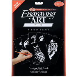 Royal & Langnickel Engraving Art Blank Board White Foil 8 x 10 Pk of 6