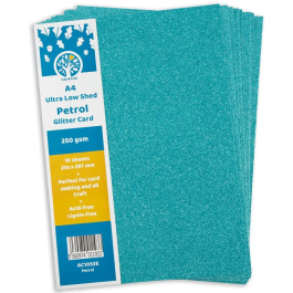 Oakwood A4 Glitter Card Petrol 10 sheet