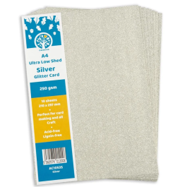 Oakwood A4 Glitter Card Silver 10 sheet