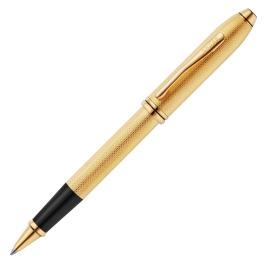 Cross Townsend Polished 23KT Gold Plated Engraved Diamond Pattern Rollerball Pen