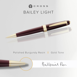 Cross Bailey Light Polished Burgundy Resin and Gold Tone Ballpoint Pen