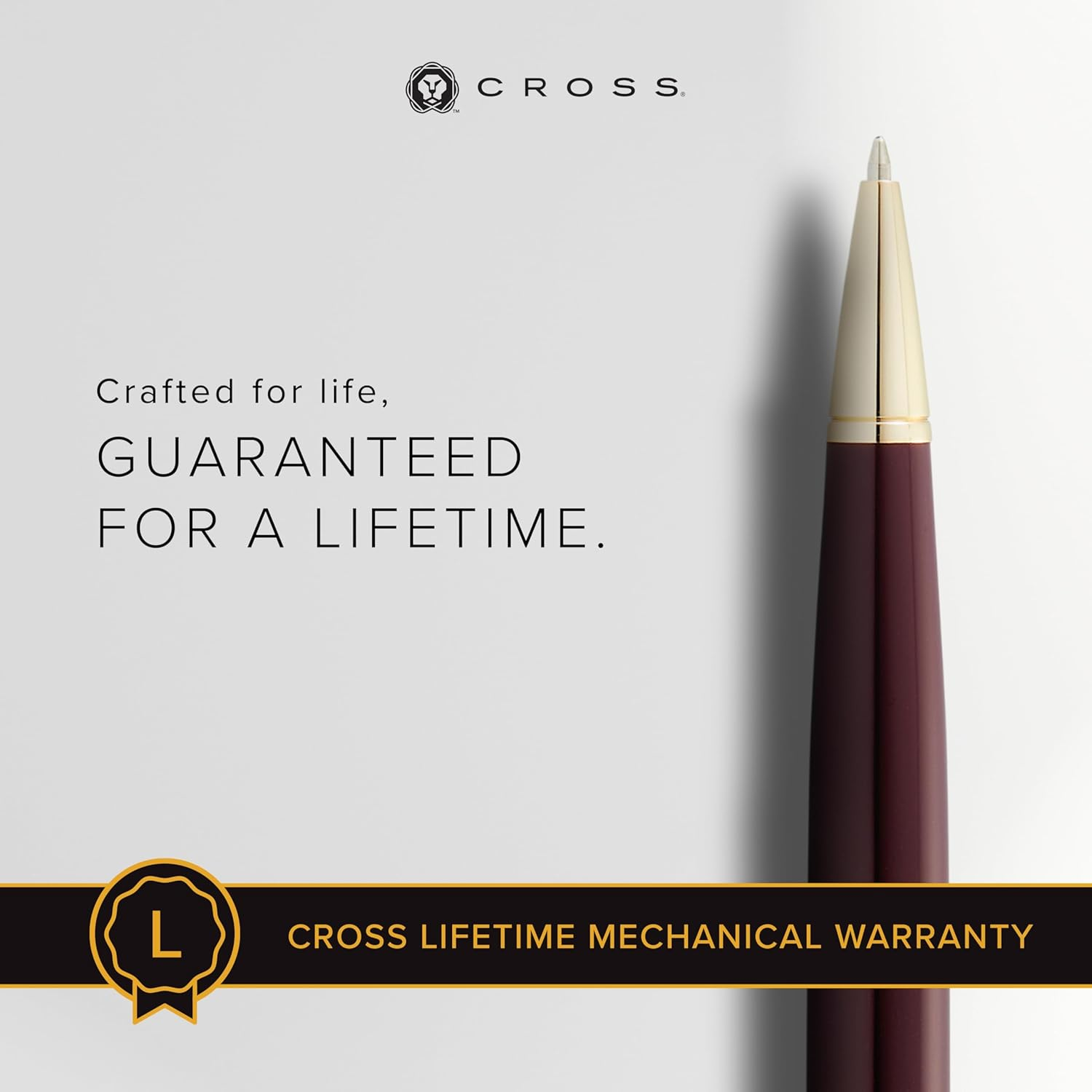 Cross Bailey Light Polished Burgundy Resin and Gold Tone Ballpoint Pen - Image 2