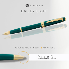 Cross Bailey Light Polished Green Resin and Gold Tone Rollerball Pen