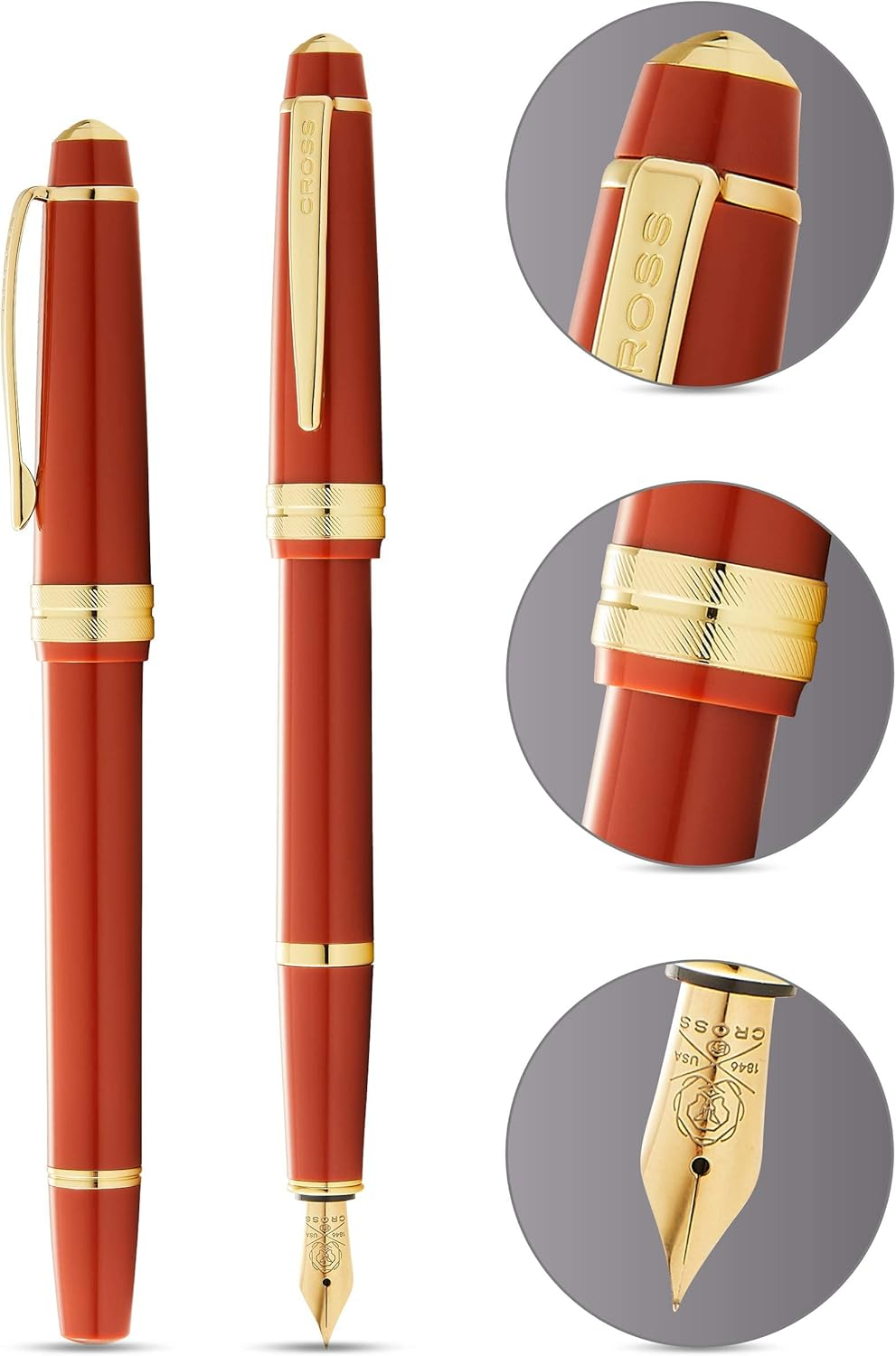 Cross Bailey Light Polished Amber Resin and Gold Tone Fountain Pen - Image 2
