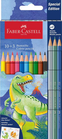 Faber-Castell Classic Colour Pencils Dinosaur Pk 10 + 3