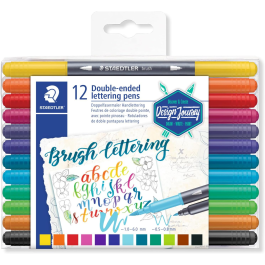 Staedtler Double-Ended Brush Lettering Pen Pk 12