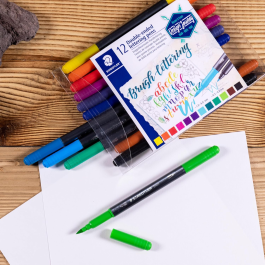 Staedtler Double-Ended Brush Lettering Pen Pk 12
