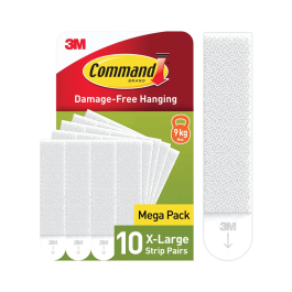3M Command Picture Hanging Strips Extra Large White (Pack of 10)