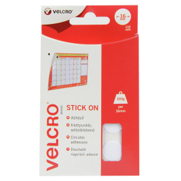 Velcro Stick on Coins Hook & Loop 16mm White