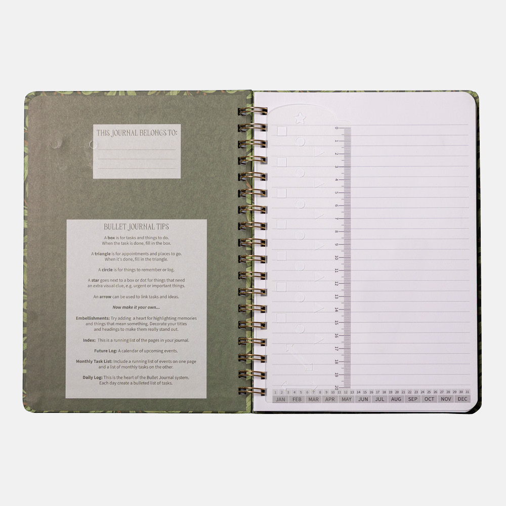 The Gifted stationery Co B5 Wiro Notebook Willow & Rose B - Image 2