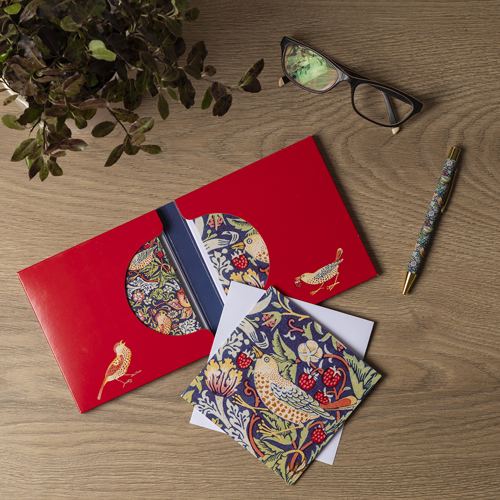The Gifted stationery Co Luxury Notecard Wallet Strawberry Thief - Image 2