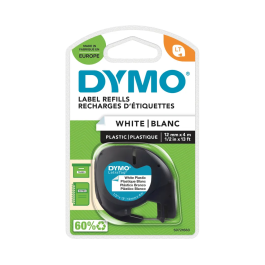Dymo LetraTag Plastic Tape 12mm x 4m White