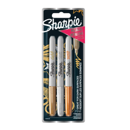 Sharpie Permanent Marker Fine Metallic Assorted (Pack of 3)