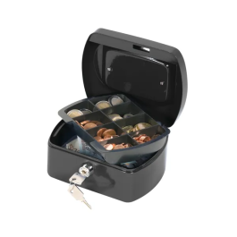 Q-Connect Metal Cash Box 6 Inch Black