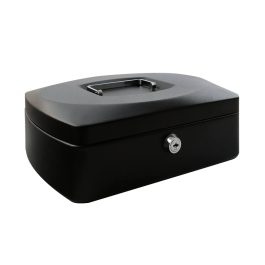 Q-Connect Metal Cash Box 12 Inch Black