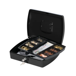 Q-Connect Metal Cash Box 12 Inch Black