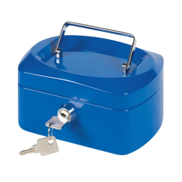 Q-Connect Metal Cash Box 6 Inch Blue