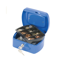 Q-Connect Metal Cash Box 6 Inch Blue