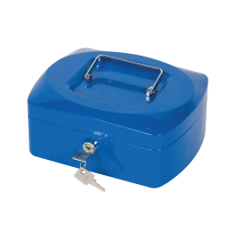 Q-Connect Metal Cash Box 6 Inch Blue