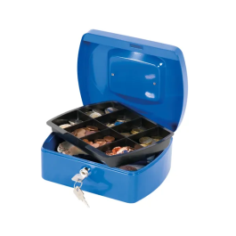 Q-Connect Metal Cash Box 6 Inch Blue