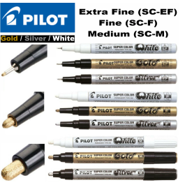 Pilot Super Colour Marker Pens Gold, Silver and White