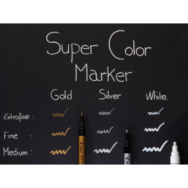 Pilot Super Colour Marker Pens Gold, Silver and White
