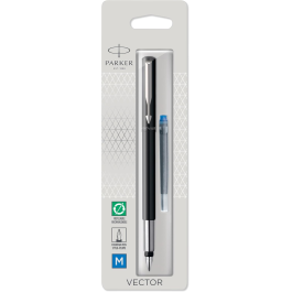 Parker Vector Fountain Pen Medium Black with Chrome Trim
