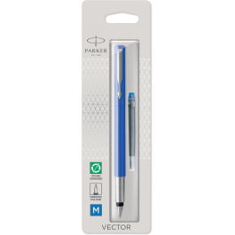 Parker Vector Fountain Pen Medium Blue with Chrome Trim