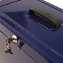 Cathedral Metal File Box Home Office Foolscap Blue