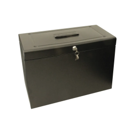 Cathedral Metal File Box Home Office Foolscap Black