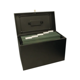 Cathedral Metal File Box Home Office Foolscap Black