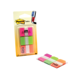 3M Post-it Strong Index Full Colour Pink/Green/Orange Pack 66