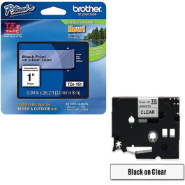 Brother P-Touch Tape Tze151 Black on Clear 24 mm