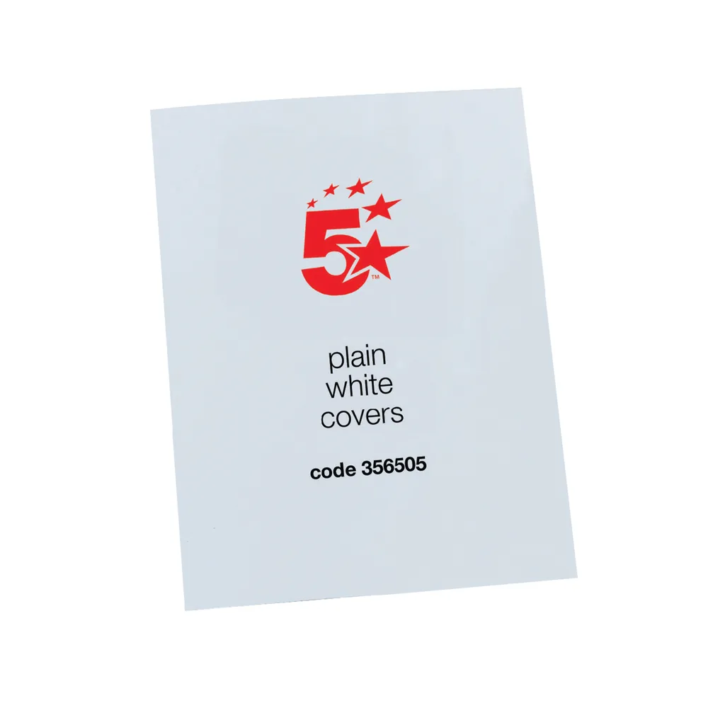 5 Star Binding Covers A4 250gsm Gloss White Pack 100